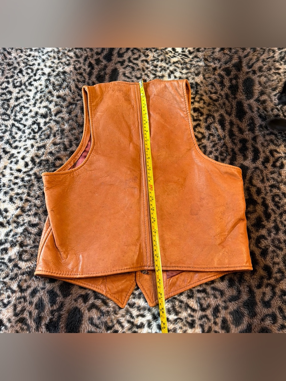 Brown Leather 5 Button Vest beautiful RARE Auburn SATIN lined Leather Vintage - Picture 8 of 14